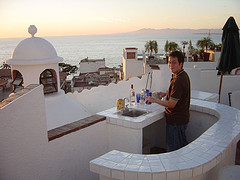 Phil on a rooftop
bar