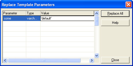 Replace Template Parameters
Dialog