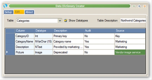 Database Dictionary Entry
Form