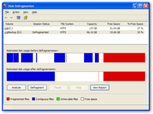 Disk
Defragmenter