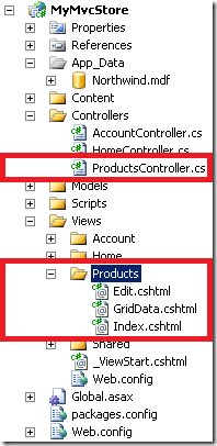 Solution explorer view of the project
structure