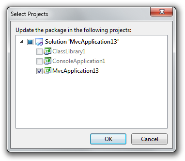 NuGet Project
Selection