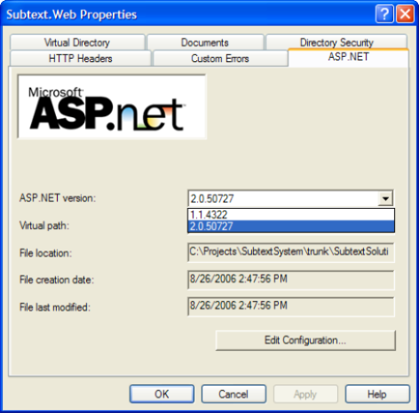 ASP.NET Version
Dialog