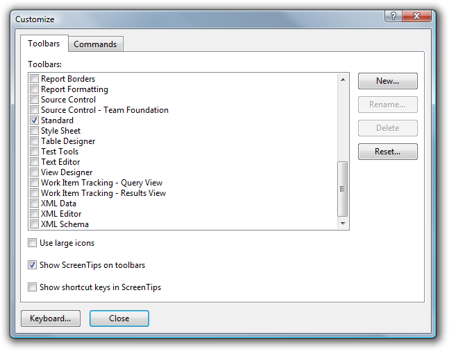 Customize
Dialog