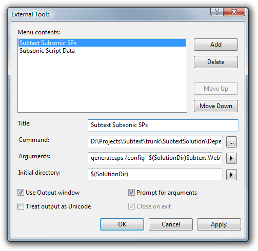 External Tools
Dialog